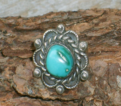 Native American Turquoise & Sterling Silver Ring - sz -6.75